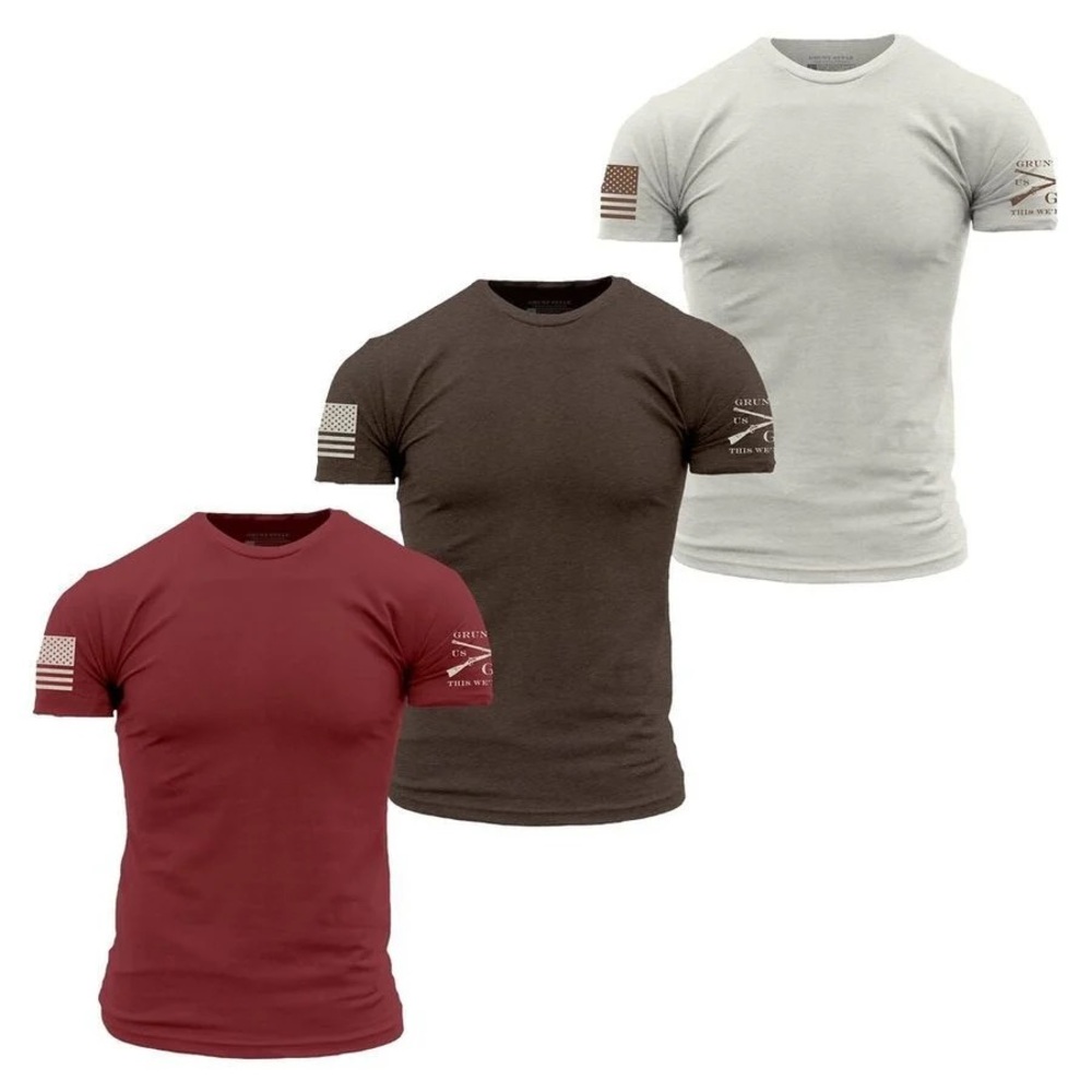 Grunt Style Men's Short Sleeve Tees - Red, Brown, White